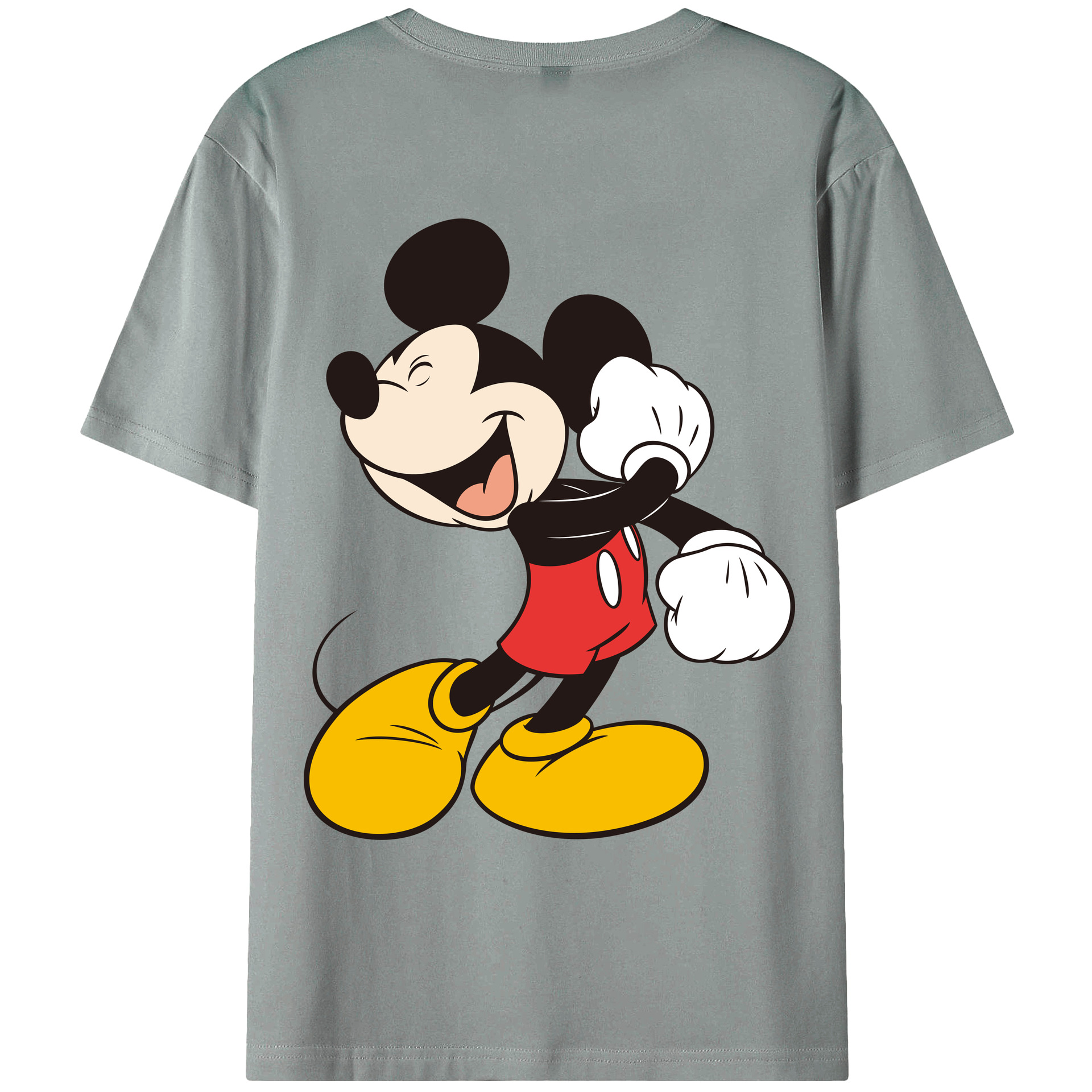 ミッキーマウス Mickey Mouse 綿100％ メンズ半袖Tシャツ（バックプリント） 通気性